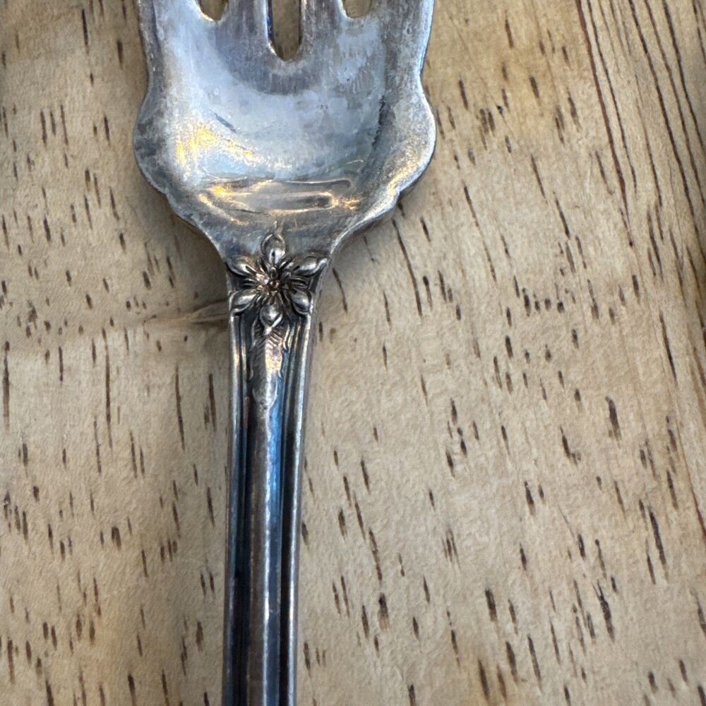 3 Antique Pilgrim Silver Co Sharon Ice Cream Forks Sporks Dessert 6” Engraved H - Picture 5 of 5